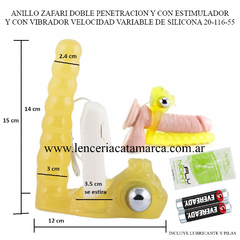 CAIMAN ANILLO ZAFARÍ DOBLE PENETRACIÓN Y CON ESTIMULADOR Y CON VIBRADOR 20-116-55