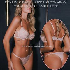 ANDRESSA CONJUNTO DE TUL BORDADO CON ARO Y COLALESS REGULABLE SOFIA E 2035SO