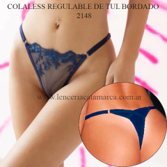 ANDRESSA COLALESS REGULABLE DE TUL BORDADO AZUL E 2148AZ