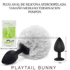 ST PLUG ANAL MEDIANO DE SILICONA CON POMPON BLANCO 22190664