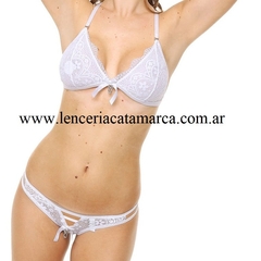 PLAYBOY CONJUNTO TRIANGULO DE PUNTILLA CON DETALLE EN LA ESPALDA BLACK FRIDAY CON COLALESS DE PUNTILLA 22871B 22875B