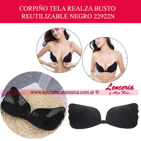 Comprar corpiño invisible adhesivo negro reutilizable push up. Sujetador sin espalda para vestidos de fiesta. Lencería online en Argentina.