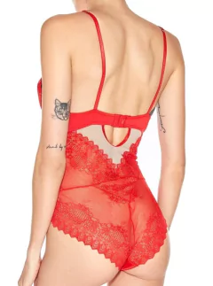 PLAYBOY BODY DE MICROFIBRA CON PUNTILLA Y TUL DARE 2328NR - comprar online