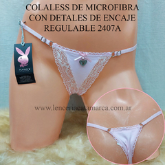 PLAYBOY COLALESS DARLING STRING DE PUNTILLA CON DETALLE DE MICROFIBRA REGULABLE ROSADO 2407ARO TU