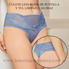 PLAYBOY CULOTE LESS BLINK DE PUNTILLA Y TUL LISO AZUL 2412BAZ