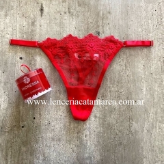 ANDRESSA TANGA HILO DE TUL BORDADO REGULABLE ROJO 24R