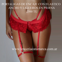 ANA PORTALIGAS DE ENCAJE CON ELASTICO ANCHO Y LIGUEROS EN PIERNA ROJO 2500R TU