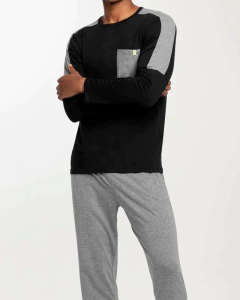 SOPINK PIJAMA HOMBRE DOS PIEZAS PANTALON LARGO DE ALGODON NEGRO 28014N en internet
