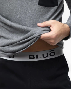 SOPINK PIJAMA HOMBRE DOS PIEZAS PANTALON LARGO DE ALGODON GRIS TOPO 28014GT - comprar online