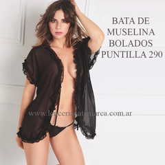 MORDISCO BATA DE MUSELINA BOLADOS PUNTILLA NEGRO 290N