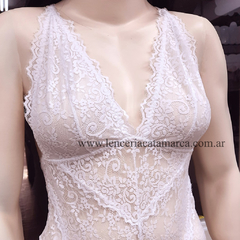 FLOW BODY ASTER DE ENCAJE Y FORRADO EN MICRO TUL Y TIRAS EN ESPALDA FLO29BL - CATAMARCASEX LENCERIA Y SEX SHOP