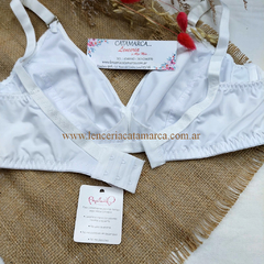 PAPILLON TRIANGULO DE LYCRA Y PUNTILLA CON BALLENA TAZA C BLANCO 331BC - CATAMARCASEX LENCERIA Y SEX SHOP