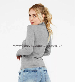 ETIQUETA CAMISETA MANGAS LARGAS POLERA DE MODAL GRIS 3346G - CATAMARCASEX LENCERIA Y SEX SHOP