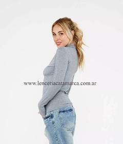 ETIQUETA CAMISETA MANGAS LARGAS POLERA DE MODAL GRIS 3346G - comprar online