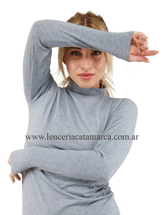 ETIQUETA CAMISETA MANGAS LARGAS POLERA DE MODAL GRIS 3346G en internet