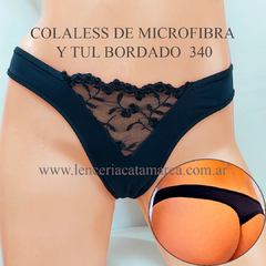MEU BEM COLALESS DE MICROFIBRA Y TUL BORDADO NEGRO 340N