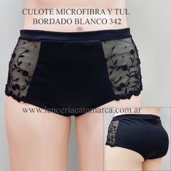 MEU BEM CULOTE MICROFIBRA Y TUL BORDADO NEGRO 342N