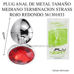 ST PLUG ANAL MEDIANO DE METAL CON STRAS ROJO 362002033 / SF-70093