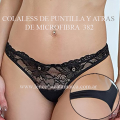 MEU BEM COLALESS DE PUNTILLA Y ATRAS DE MICROFIBRA NEGRO 382N