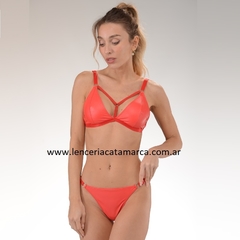 ANA KENDY CONJUNTO TRIANGULO SIMIL CUERO CON COLALESS REGULABLE 450R - comprar online