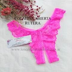 MORDISCO COLALESS DE ENCAJE ABIERTA FUCSIA FLUOR 45FF TU