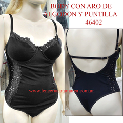 SOPINK BODY CON ARO DE ALGODON Y PUNTILLA NEGRO 46402N