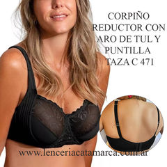 MEU BEM CORPIÑO REDUCTOR CON ARO DE TUL Y PUNTILLA NEGRO TAZA C 471N