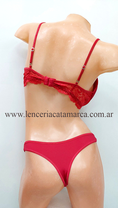 LODY CONJUNTO TAZA SOFT CON ARO DE MICROFIBRA CON PUNTILLA Y COLALESS ROJO 5208R - comprar online