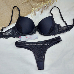 LODY CONJUNTO TAZA SOFT CON BASE DE MICROFIBRA Y PUNTILLA CON COLALESS NEGRO 5259N - comprar online