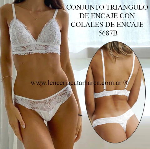 ANDRESSA CONJUNTO TRIANGULO DE ENCAJE CON COLALES DE ENCAJE 5687B - comprar online