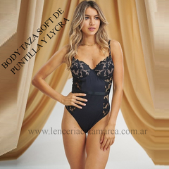 ANDRESSA BODY TAZA SOFT DE PUNTILLA Y MICROFIBRA CON ARO NEGRO L 5725N