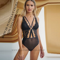 ANDRESSA BODY DE PUNTILLA CON TITAS Y AROS TAZA FORRADA NEGRO L 5735N