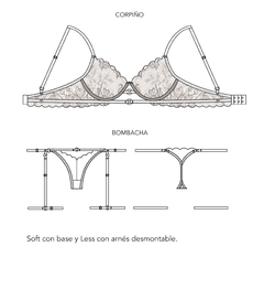 ANDRESSA CONJUNTO TASA SOFT CON BASE Y ARO DE PUNTILLA Y TANGA HILO CON ARNES DESMONTABLE ROJO SCARLET L 5744R - tienda online