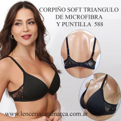 MEU BEM CORPIÑO SOFT TRIANGULO DE MICROFIBRA Y PUNTILLA NEGRO 588N