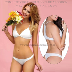 LODY CONJUNTO TRIANGULO SOFT DE ALGODON Y LYCRA CON COLALESS BLANCO 590B