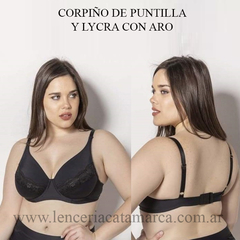 COCOT CORPIÑO ELEGANCE LYCRA Y PUNTILLA CON ARO NEGRO 6006N
