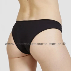 Vedetina de microfibra negra 60106N con detalle de puntilla y moño. Lencería cómoda. Lencería Catamarca.
