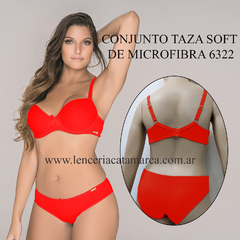 LODY CONJUNTO TAZA SOFT CON ARO DE MICROFIBRA CON VEDETINA ROJO 6322RJ