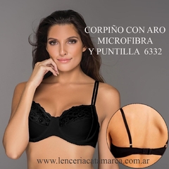 LODY CORPIÑO CON ARO MICROFIBRA Y PUNTILLA NEGRO 6332N