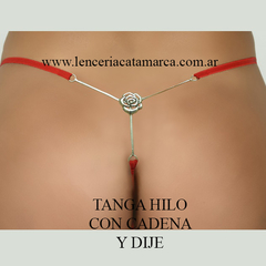 ROMANETT TANGA MICROFIBRA CON CADENA Y BIJUO ROSA REGULABLES ROJO 652R