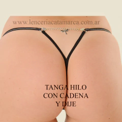 ROMANETT TANGA MICROFIBRA CON CADENA Y BIJUO MARIPOSAS REGULABLES NEGRO 655N