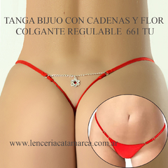 ROMANETT TANGA BIJUO CON CADENAS Y FLOR COLGANTE REGULABLE ROJO 661R TU