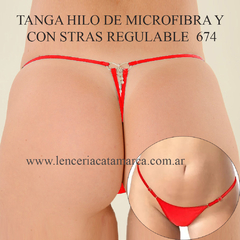 ROMANETT TANGA HILO DE MICROFIBRA Y CON STRAS REGULABLE ROJO 674R