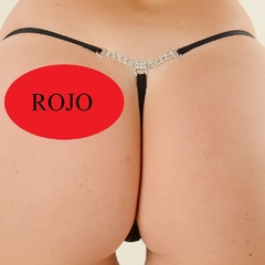 ROMANETT TANGA HILO DE MICROFIBRA Y STRASS REGULABLE ROJO 676R