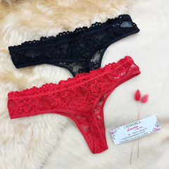 ANDRESSA PACK COLALESS DE PUNTILLA X 2 UNIDADES NEGRO ROJO P 071NR - comprar online
