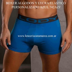 LODY BOXER ALGODON Y LYCRA ELASTICO PERSONALIZADO AZUL FRANCIA 742AZF