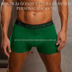 LODY BOXER ALGODON Y LYCRA ELASTICO PERSONALIZADO VERDE MILITAR 742VM