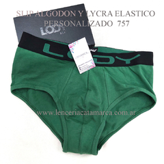 LODY SLIP ALGODON Y LYCRA ELASTICO PERSONALIZADO VERDE MILITAR 757VEM