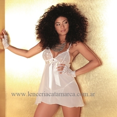 MORDISCO BABY DOLL DE TUL Y ENCAJE CON CINTA DE RASO 775B