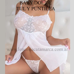 MORDISCO BABY DOLL DE MUSELINA Y PUNTILLA BLANCO 780B